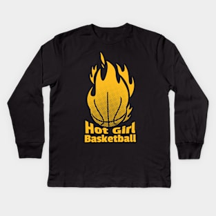 Hot Girl Basketball Kids Long Sleeve T-Shirt